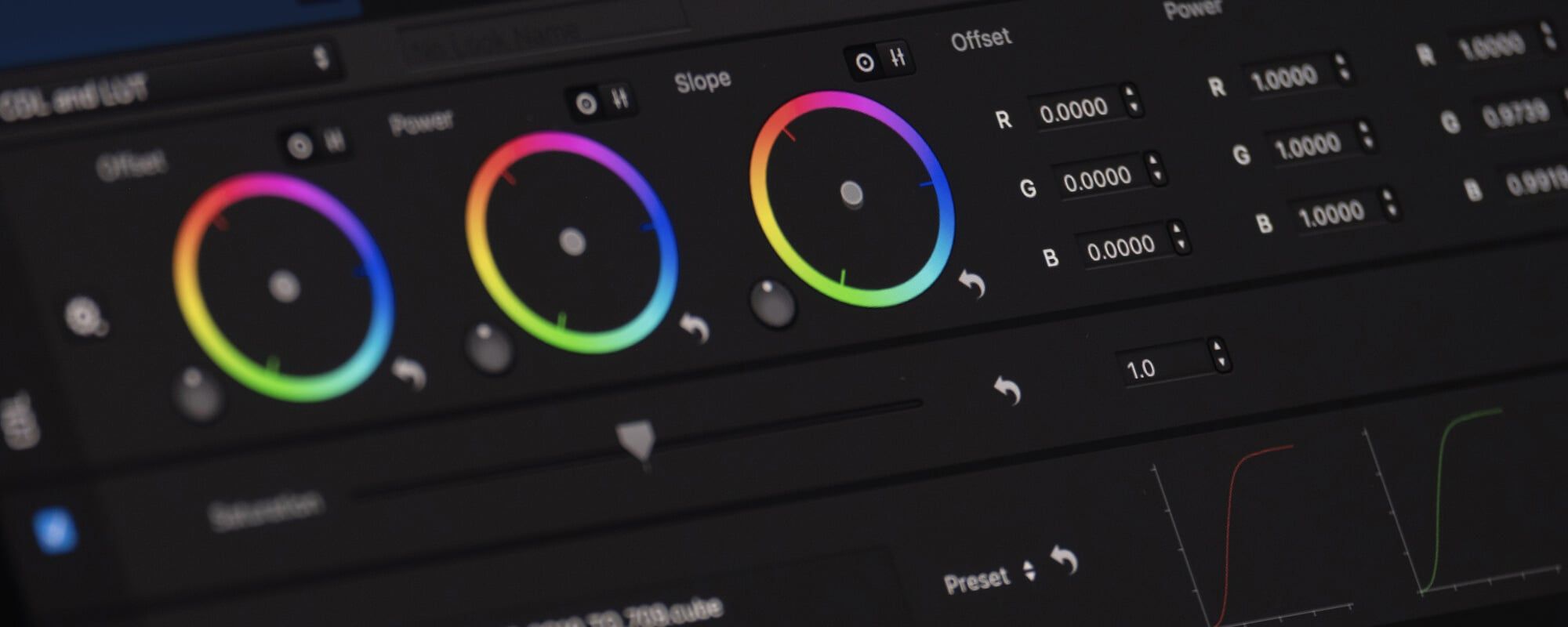 Software color grading wheels